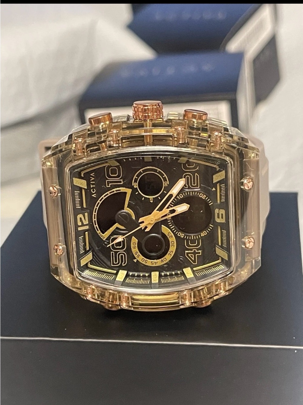 Activa X Invicta Analog Digital Essentials Men's Watch - 45mm. Apricot & Gold